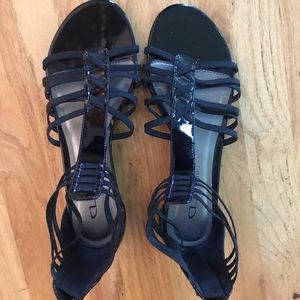 Black patent wedge sandal size 9 1/2